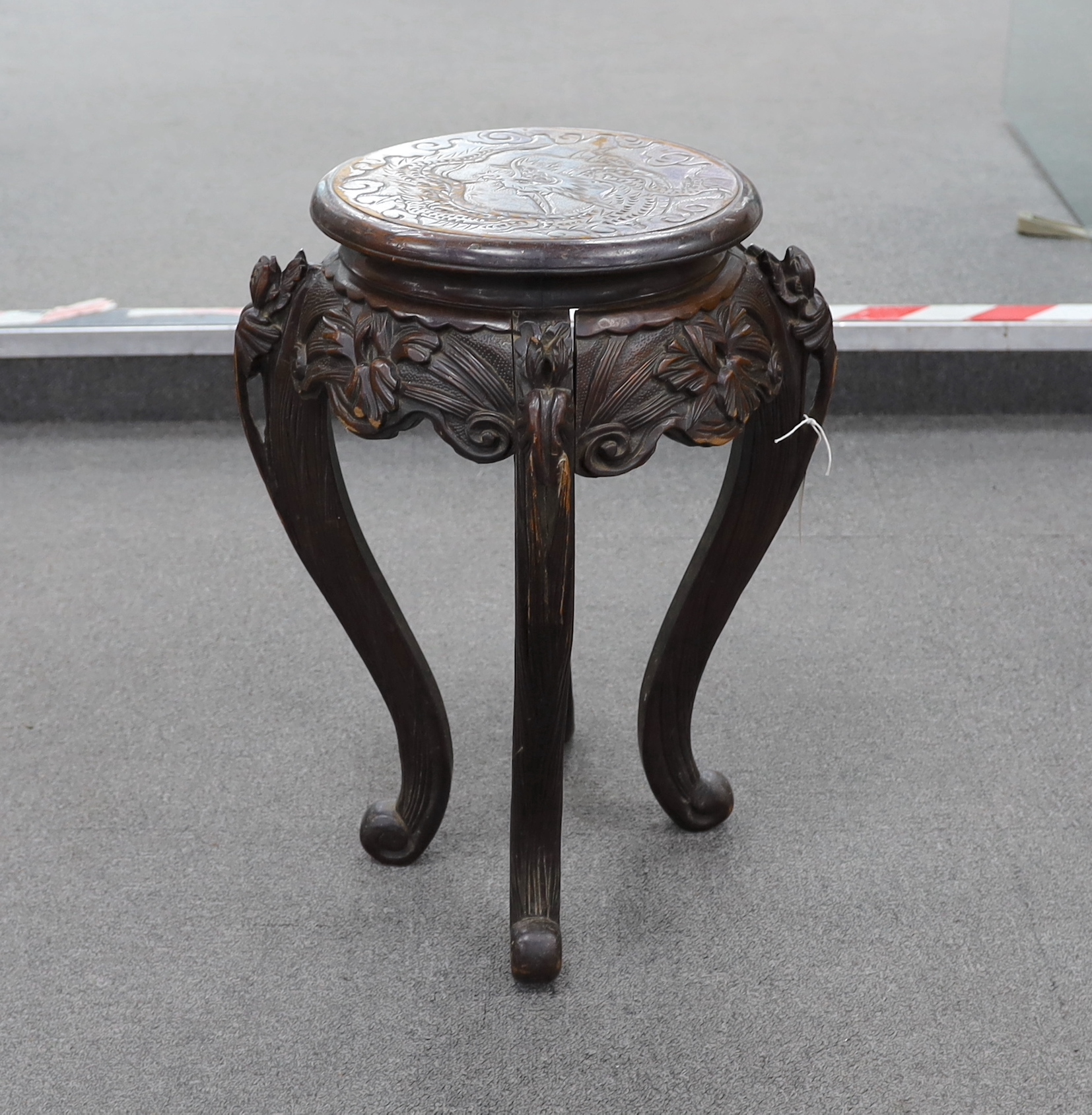 A Chinese carved wood vase stand, height 52cm